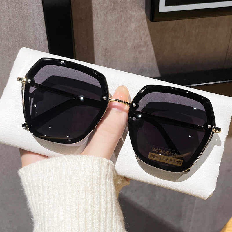 Wholesale larized Fashion lygon Versatile Large Frame Sunglasses