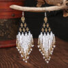 Wholesale Bohemian Beaded Braided Long Tassel Earrings