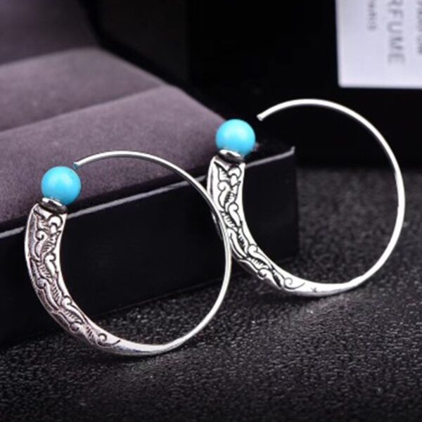 Wholesale Statemente Green Turquoise Metal Earrings
