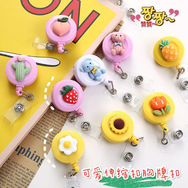 O1CN01cMqnnk1H9VrCVJPxY_2585660715-0-cib Wholesale Badge Reels Plastic Cartoon Avocado Sunflower Badge Scroll Retractable Keychain