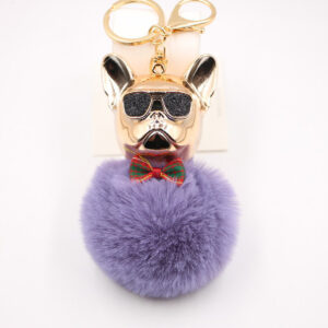 Violet / Cool Dog fur ball keychain