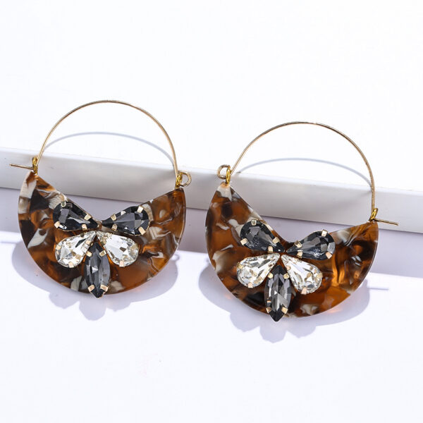 Wholesale Crystal Rubble Round Acrylic Metal Earrings