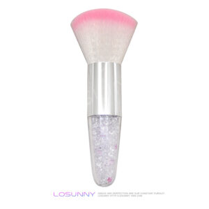 Transparent colorful drill transparent handle-silver tube-White pink wool [OPP bag packaging]