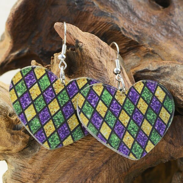 Wholesale Valentine's Day Diamond Grit Leopard Print Carnival Acrylic  Mardi Gras Earrings