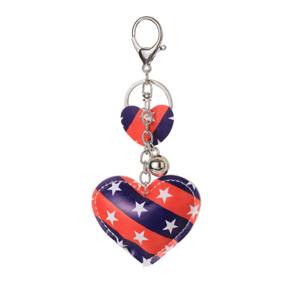 Wholesale Leather Heart Independence Day Keychain
