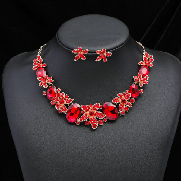 Wholesale Vintage Rhinestone Alloy Long Necklace Earring Set