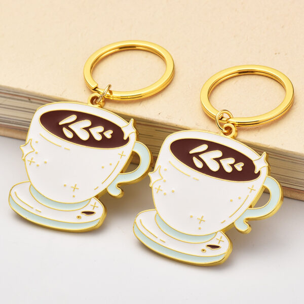 Wholesale Creative Latte Art Coffee Metal Keychain
