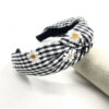 Wholesale Vintage Black and White Checkered DaisiesKnotted Headbands