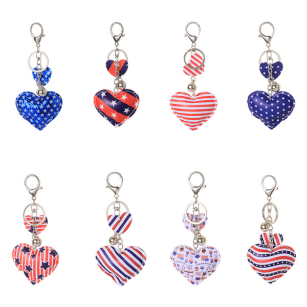 Wholesale Leather Heart Independence Day Keychain