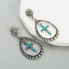 Wholesale Hollow Heart Cross Exaggerated Turquoise Earrings