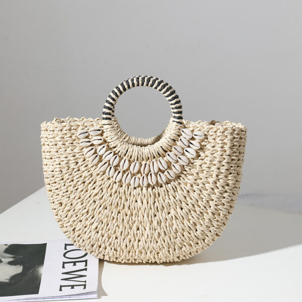 O1CN01cYR1UJ1bcAxnCmU6o_1089503485-0-cib Wholesale Handmade Straw Woven Bags in The Shape of Semi-circular Shells