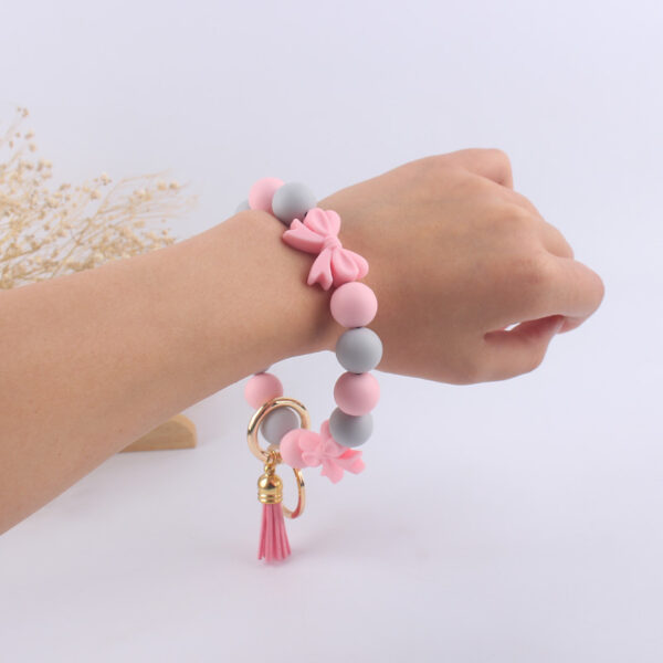 Wholesale Cartoon Bow Knot Silicone Handmade Beaded Wrist Key
