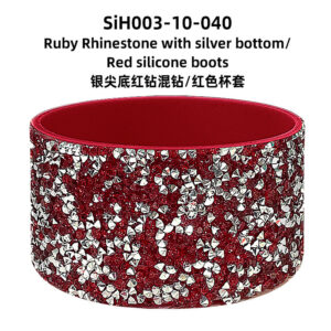 Silver pointed bottom red diamond mixed diamond/red cup sleeve