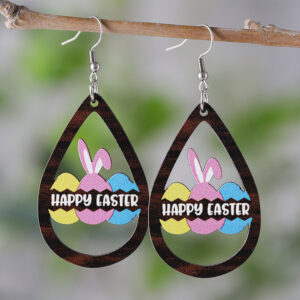 Easter water drop hollow rabbit earrings 3