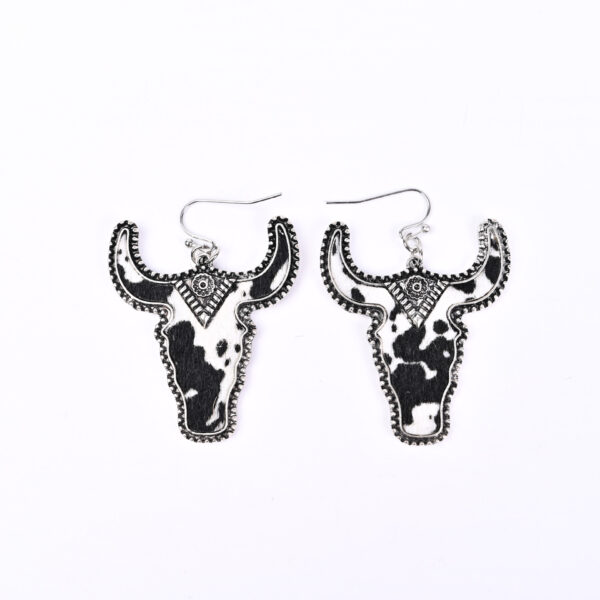 Wholesale Cowhead Western Denim Alloy Earrings
