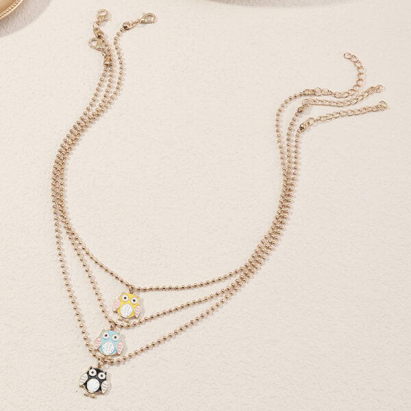 Wholesale Color Drip Owl Alloy Necklaces