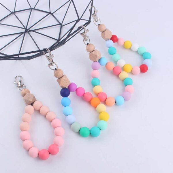 Wholesale Colorful Silicone Beaded Wrist Keychain
