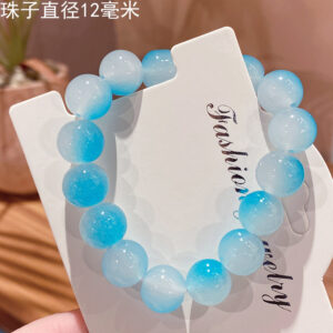 Sky Blue 12mm Double Color Gradient Ice Glass Bracelet