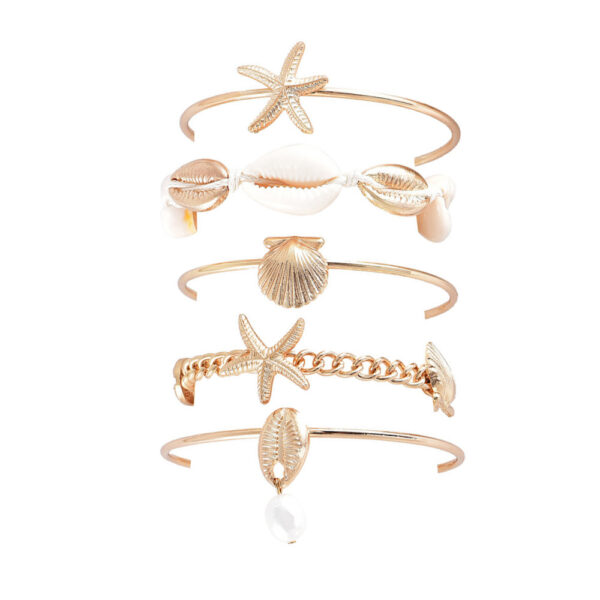 Wholesale Bohemian Shell Pearl Alloy Bracelet Set of 5