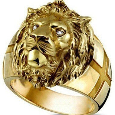 Wholesale Gold Lion Head Metal Rings