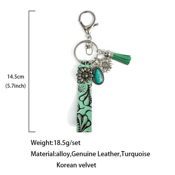 O1CN01ch0YZr1zp38fguTrx_2215459036762-0-cib Wholesale Western Cowboy Vintage Genuine Leather Turquoise Cowhide Keychain