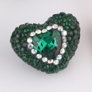 Retro green peach heart Western green main stone