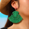 Wholesale Colorful Tassels Handwoven DIY Scalloped Alloy Earrings