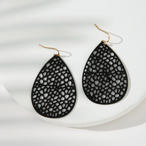 Wholesale Leather Hollow Mesh Non-standard Water Drop Earrings