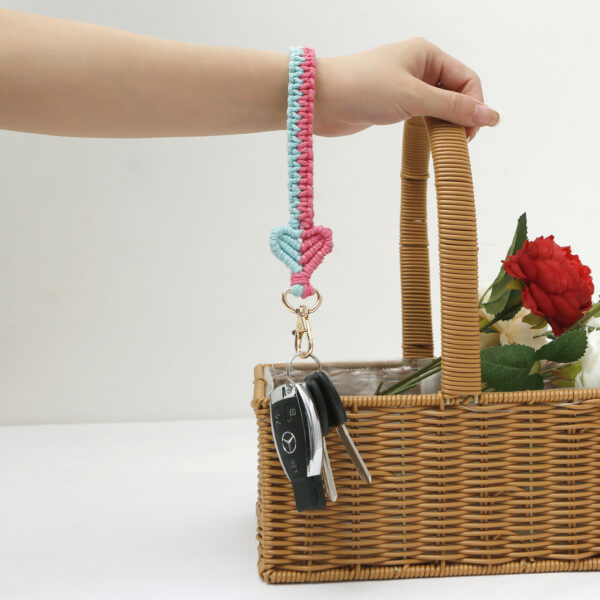 Wholesale Bohemian Hand Woven Cotton Rope Wristband with Keychain