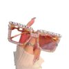 Wholesale Pearl Diamond Letter Bridal White Square Frame Sunglasses