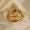 Wholesale Fashion Double Layer 18K Gold Plated Stainless Steel Ring