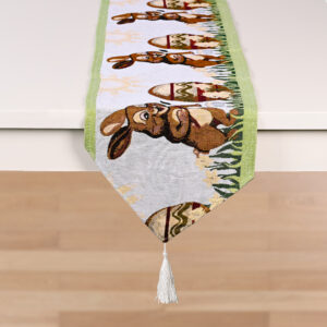 Easter knitted table flag D drawing rabbit