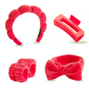 Big red hairband, hairpin, hair tie, wrist 5-piece set (seam interface)