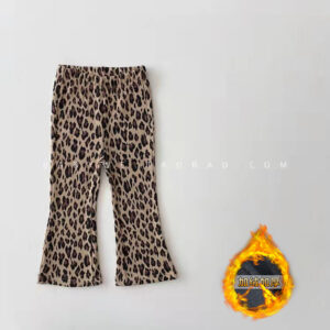 Leopard Print Flared Pants fleece-lined / 80cm