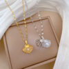 Wholesale Shell Pearl Titanium Steel Necklaces