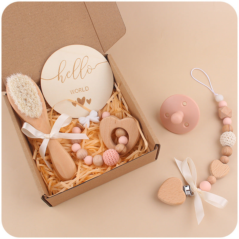 Wholesale Baby Beech Teether Handmade Bow Pacifier Chain Soothing Five-piece Set
