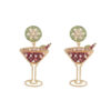 Wholesale Boho Style Tall Wine Glass Lemon Slice Color Block Diamond Earrings