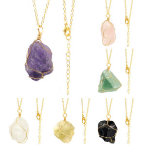 Wholesale Natural Irregular Crystal Rough Stone Necklace