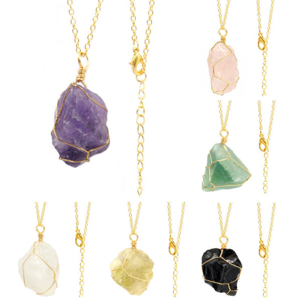 Wholesale Natural Irregular Crystal Rough Stone Necklace