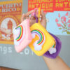 Wholesale Square Candy Colored Rainbow Plush Card Bag Keychain
