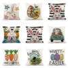 Wholesale Easter Truck Egg Bunny Print Linen Throw Pillow Cover