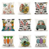 Wholesale Easter Truck Egg Bunny Print Linen Throw Pillow Cover