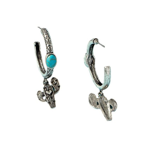 Wholesale Bohemian Turquoise Cactus Alloy Earrings