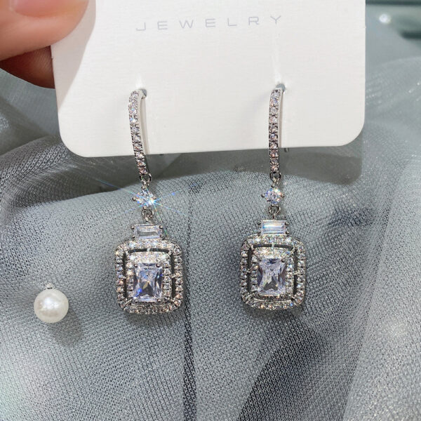 Wholesale Square Diamond Zircon Earrings