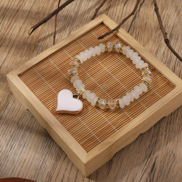 Wholesale Bohemian Natural Stone Love Pendant Beaded Bracelet
