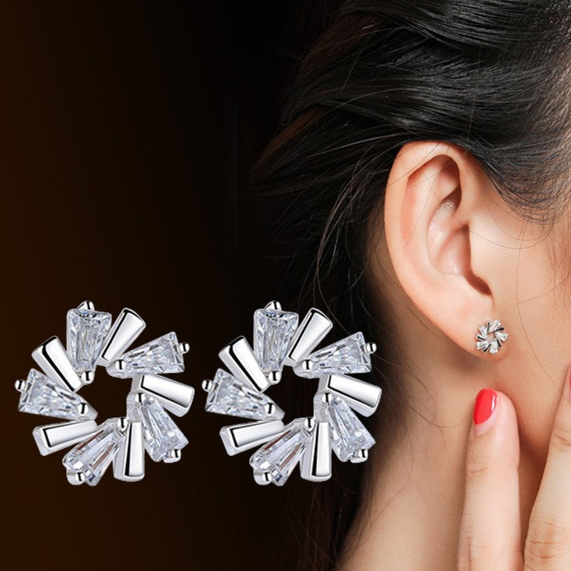 Wholesale Sterling Sier Needle Flower Copper Stud Earrings