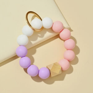 Wholesale Candy Color Silicone Beaded Wrist Keychain