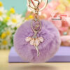 Wholesale Water Diamond Barre Dance Rex Rabbit Hair Ball Little Angel Keychain