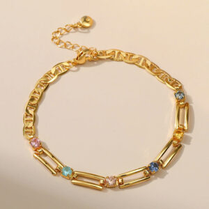 Wholesale Copper Plated 18K Real Gold Creative Hollow Zircon Bracelet
