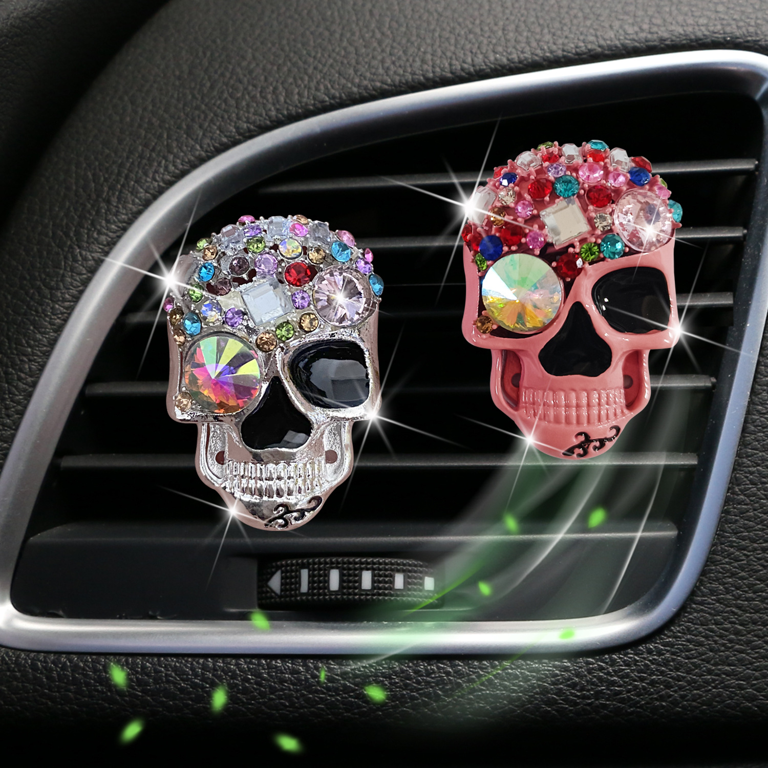 Wholesale Colored diamond retro skull car windshield decoration